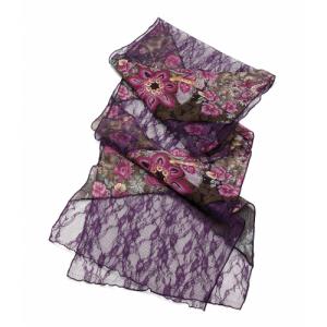 Purple Flower Lace Scarf
